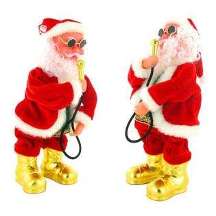 Papá Noel cantando y bailando con micrófono