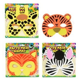 Máscaras de Goma Eva de Animales Surtidas en Tarjeta (18 uds.)