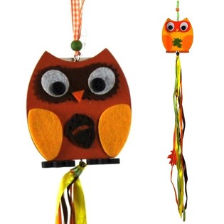 COLGANTE DECORATIVO - MODELO: BÚHO DE MADERA (8 uds.)
