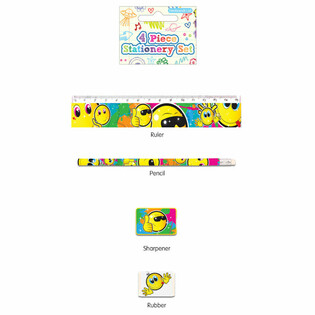 SET DE PAPELERÍA SMILEY DE 4 PIEZAS (24 uds.)