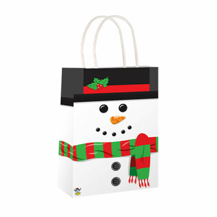 Bolsas de Papel de Muñeco de Nieve de Navidad con Asas (24 unidades)