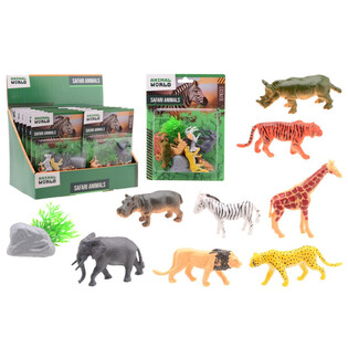 ANIMAL WORLD - SET DE ANIMALES DE SAFARI DE 10 PIEZAS EN BLÍSTER - EN EXPOSITOR (12 uds.)